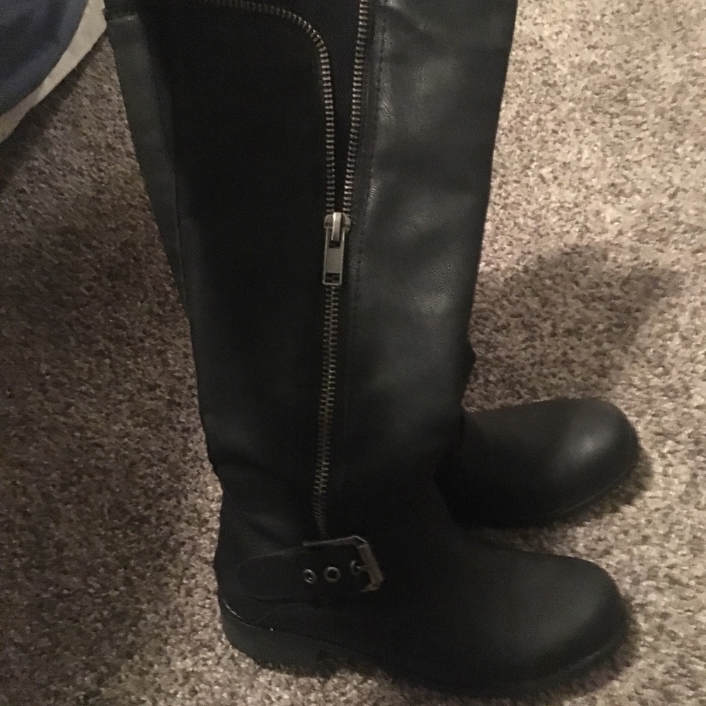 Black knee high combat boot